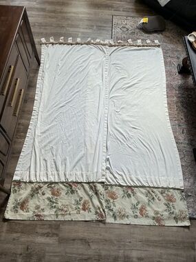 Vintage Curtain Panels Cottage Core Shabby Sheer Floral Cotton 94 Inches